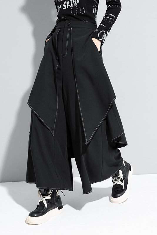 Yamamoto-style Layered Asymmetric Skirt-Pants – Dumy Mun