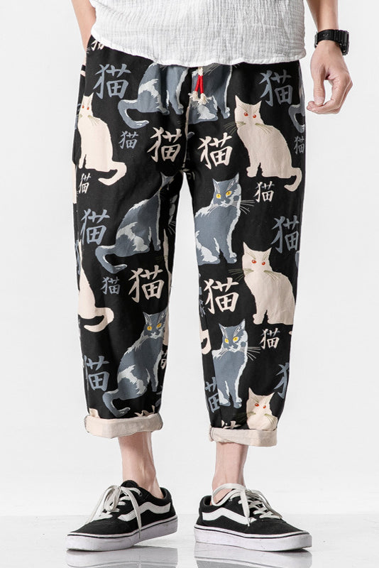 Japanese Printed Cropped Pants