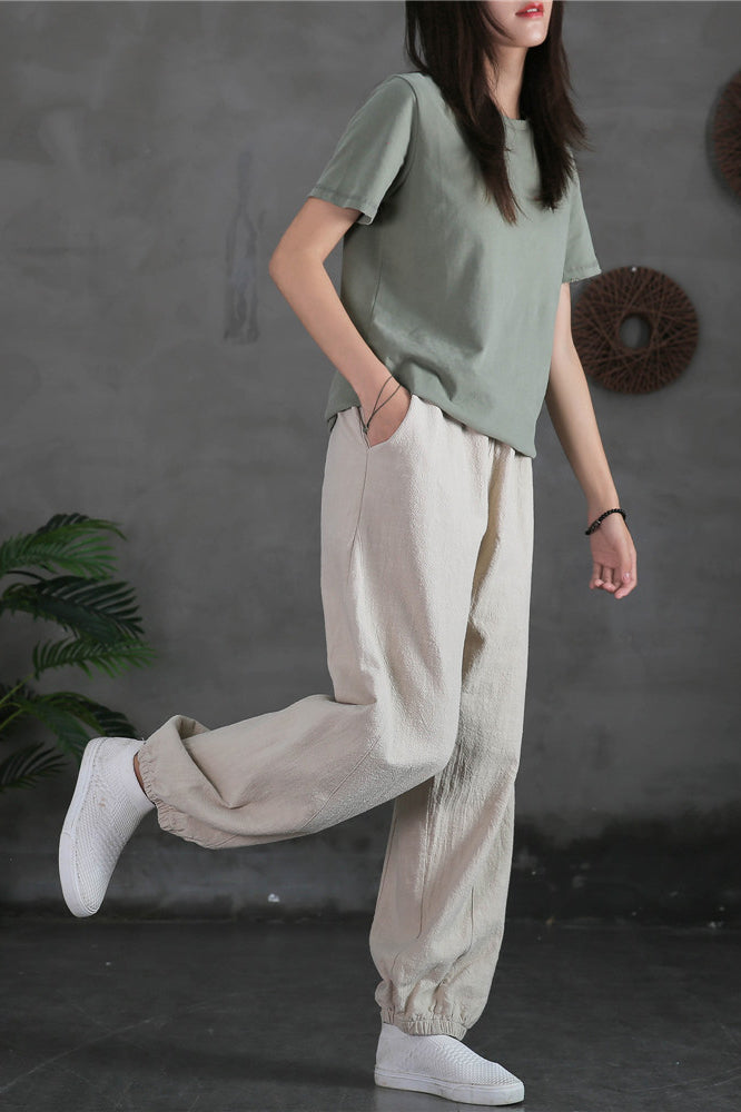 Spring & Summer Cuffed Sanded Ramie Pants