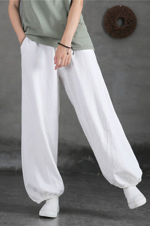 Spring & Summer Cuffed Sanded Ramie Pants