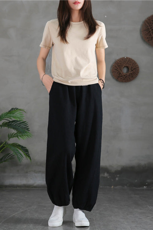 Spring & Summer Cuffed Sanded Ramie Pants