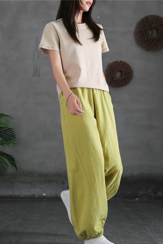 Spring & Summer Cuffed Sanded Ramie Pants