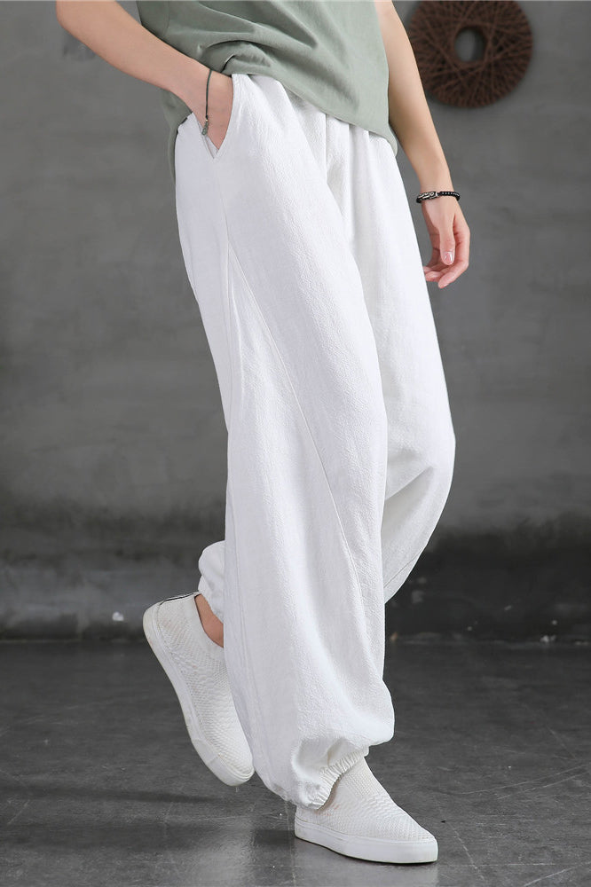 Spring & Summer Cuffed Sanded Ramie Pants