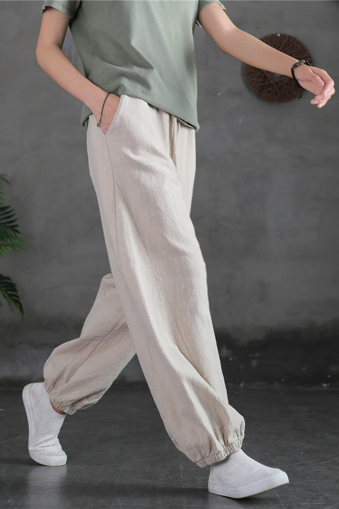 Spring & Summer Cuffed Sanded Ramie Pants