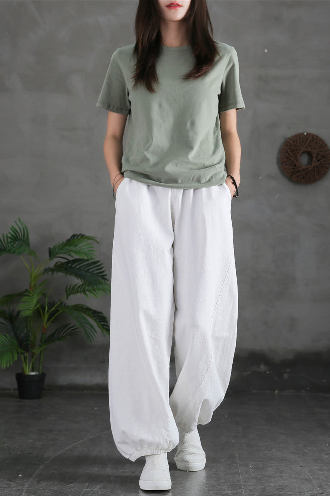 Spring & Summer Cuffed Sanded Ramie Pants