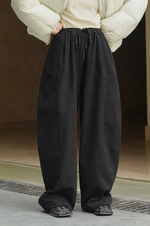 Thick Brushed Cotton Baggy Pants