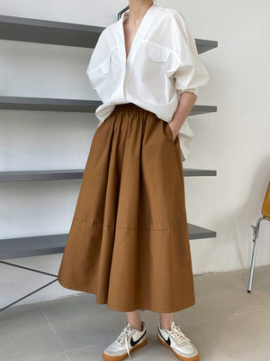 Minimalist A-line Midi Skirt