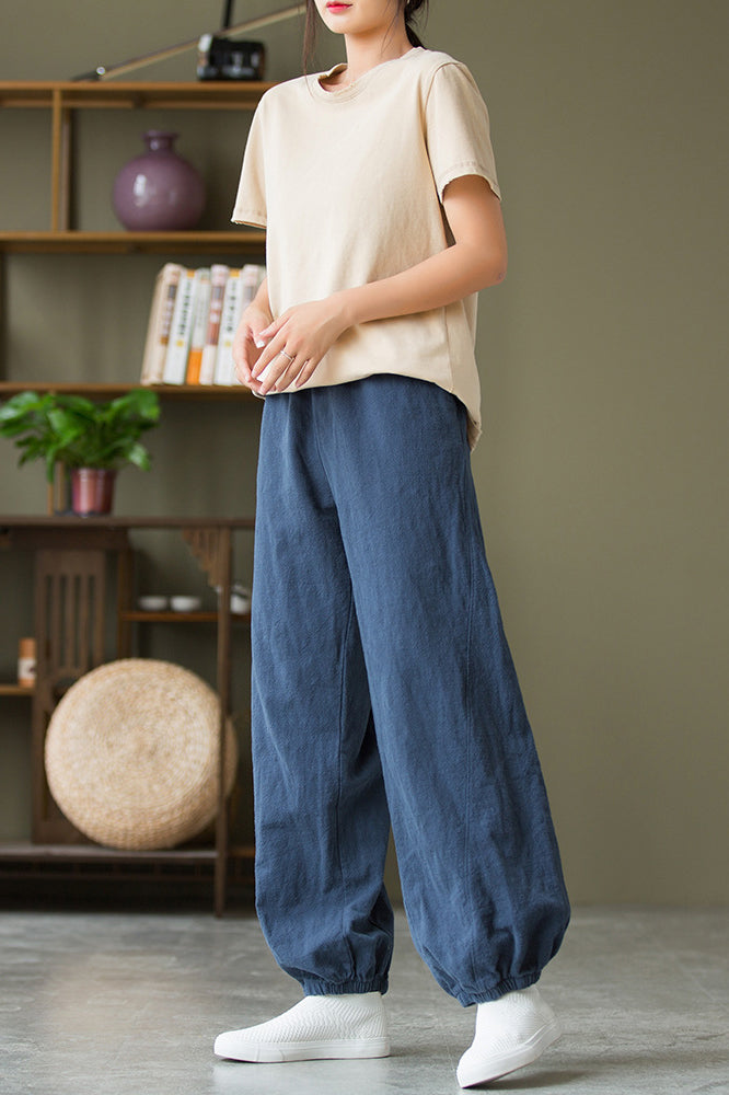 Spring & Summer Cuffed Sanded Ramie Pants