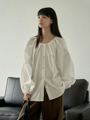 Puff-sleeve Round-neck Shirt