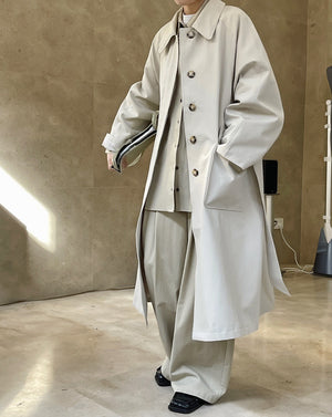 Cotton & Linen Woven Fabric Trench Coat