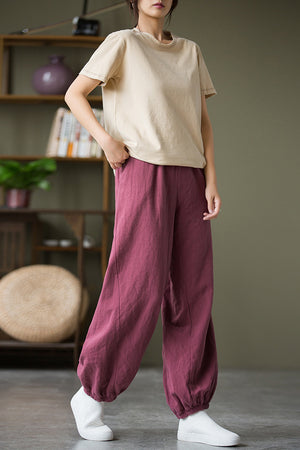 Spring & Summer Cuffed Sanded Ramie Pants