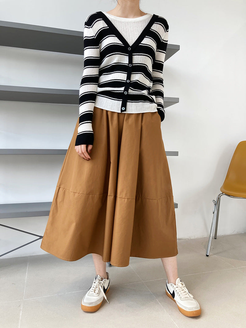 Minimalist A-line Midi Skirt