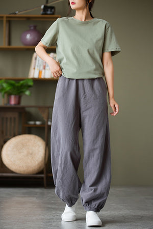 Spring & Summer Cuffed Sanded Ramie Pants