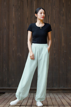 Spring & Summer Cuffed Sanded Ramie Pants