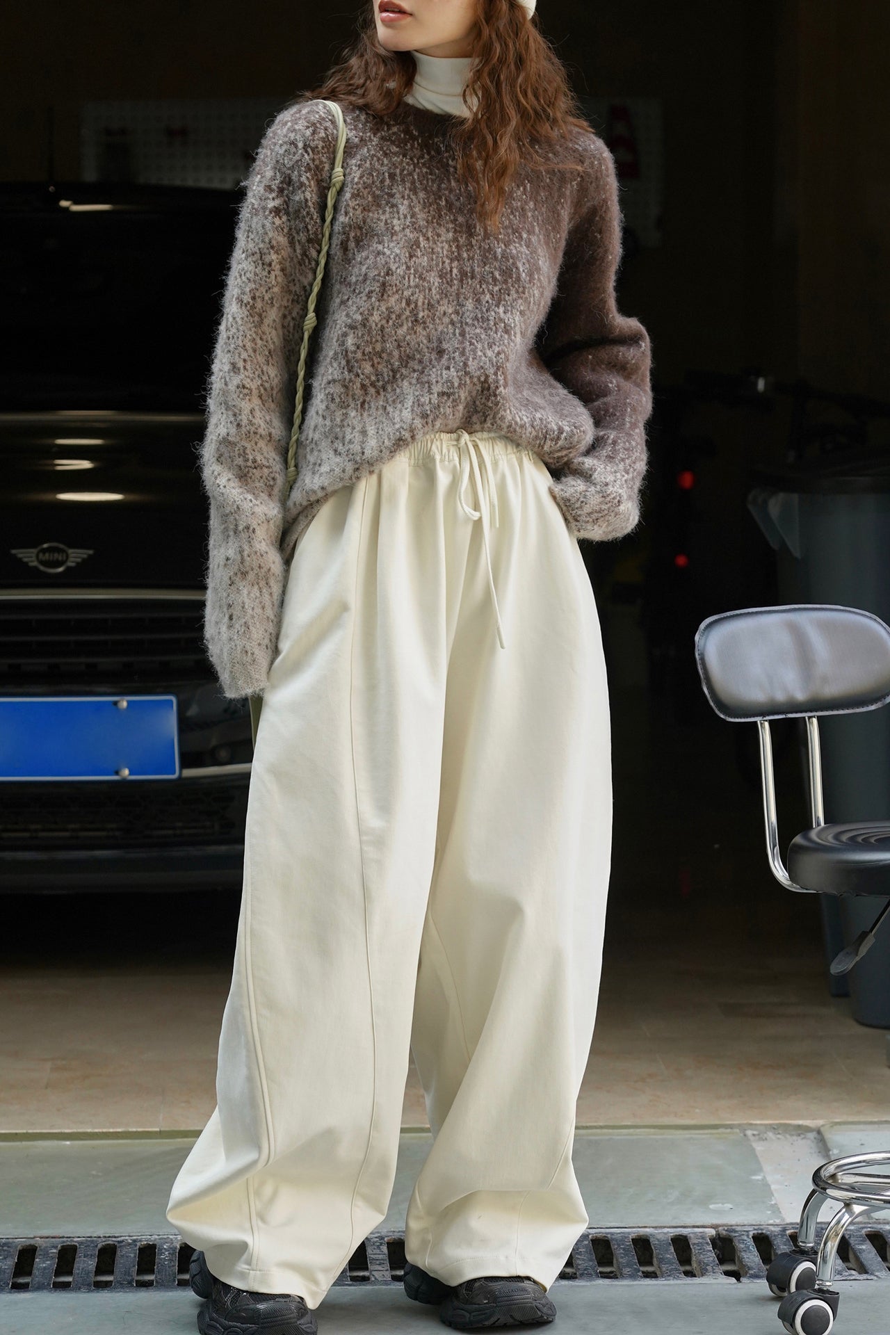 Thick Brushed Cotton Baggy Pants
