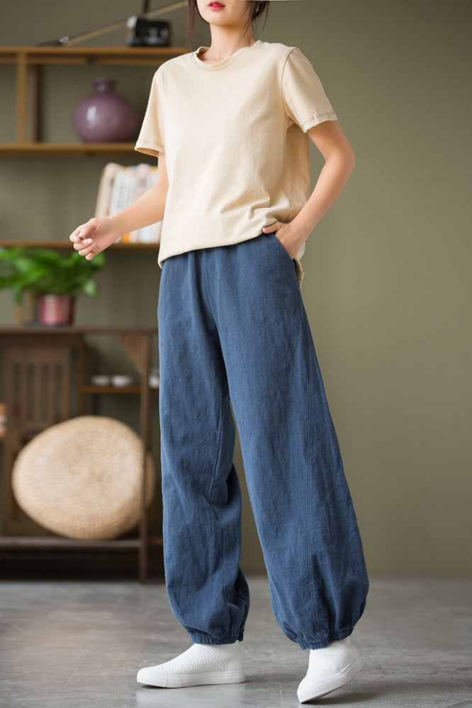 Spring & Summer Cuffed Sanded Ramie Pants