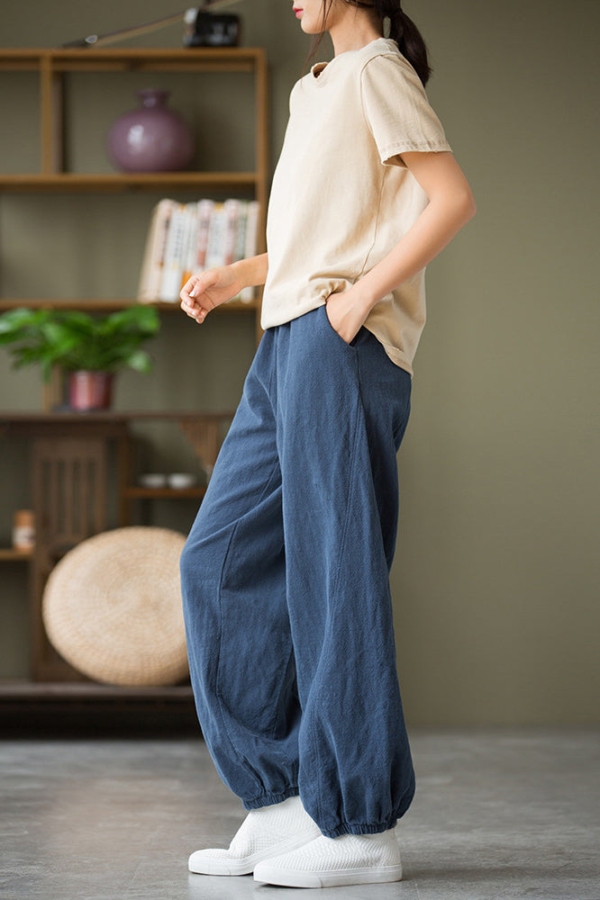 Spring & Summer Cuffed Sanded Ramie Pants