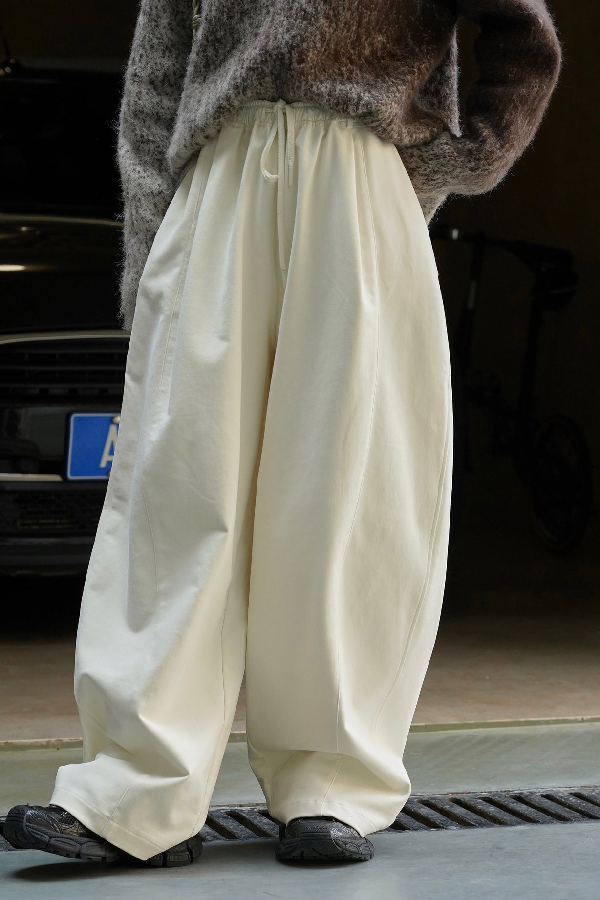 Thick Brushed Cotton Baggy Pants