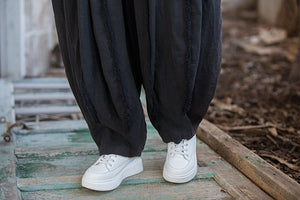 Spring & Summer Sanded Spliced Ramie Pants