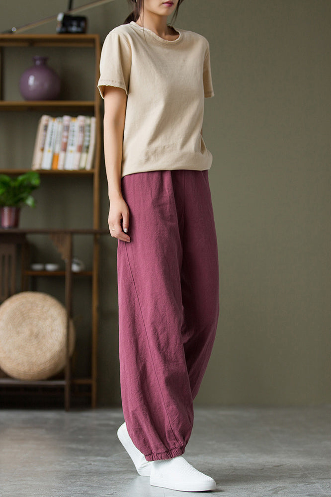 Spring & Summer Cuffed Sanded Ramie Pants