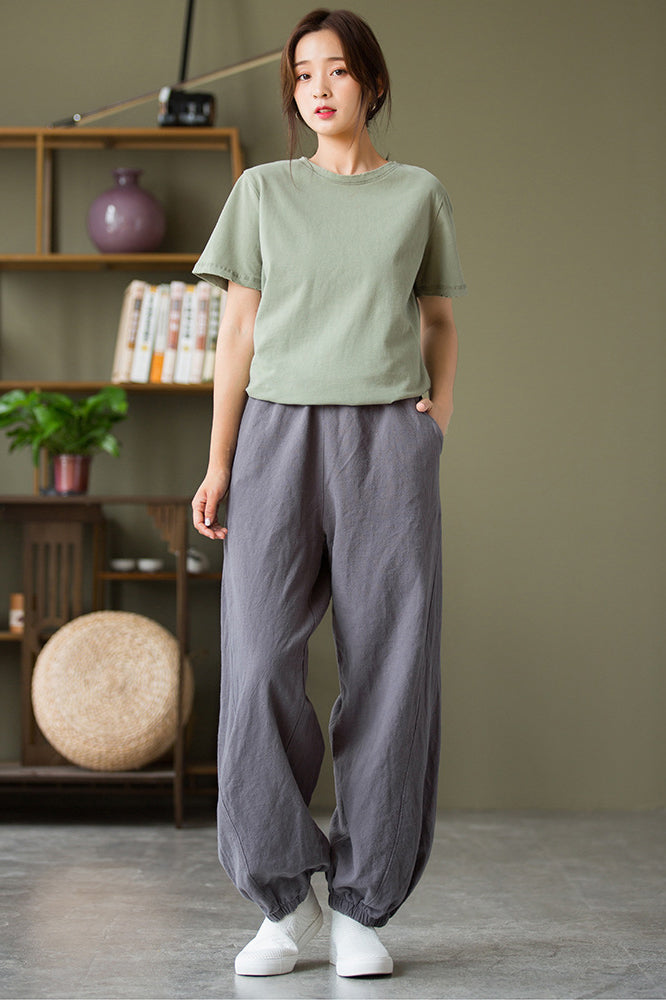 Spring & Summer Cuffed Sanded Ramie Pants