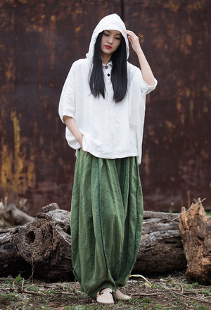 Spring & Summer Sanded Spliced Ramie Pants