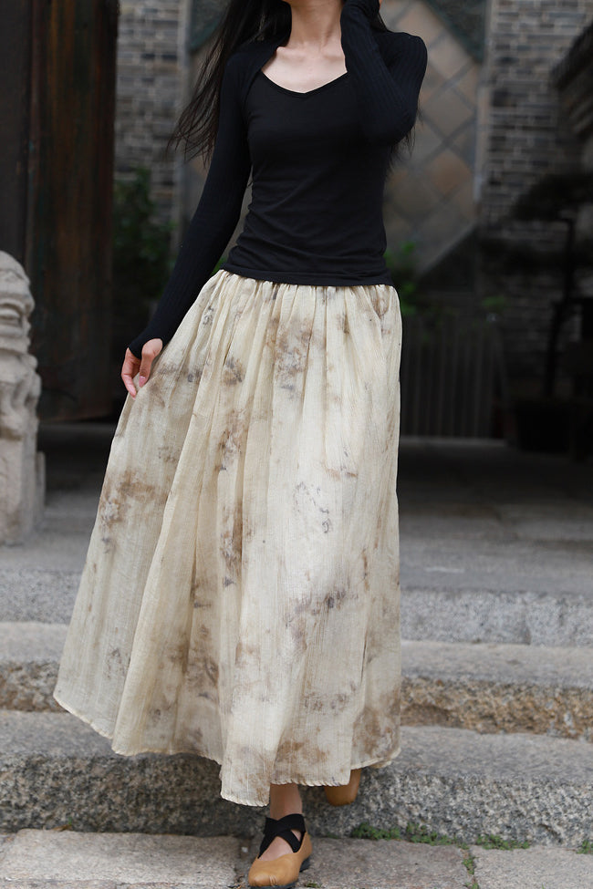 Plant-dyed Crinkled Skirt