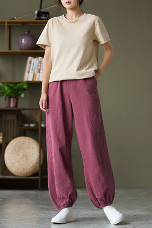 Spring & Summer Cuffed Sanded Ramie Pants