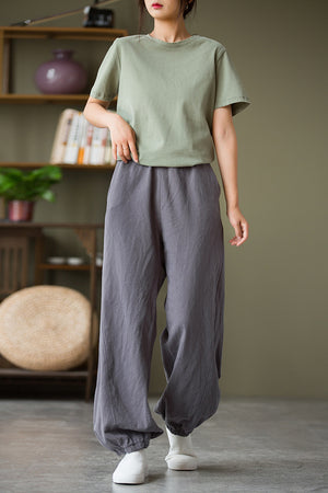 Spring & Summer Cuffed Sanded Ramie Pants