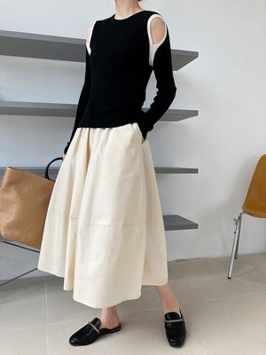 Minimalist A-line Midi Skirt