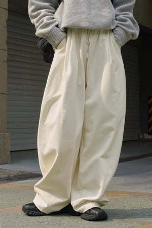 Thick Brushed Cotton Baggy Pants