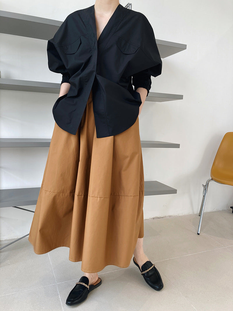 Minimalist A-line Midi Skirt