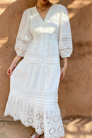 Hollow-out Embroidered Dress
