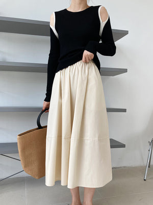 Minimalist A-line Midi Skirt