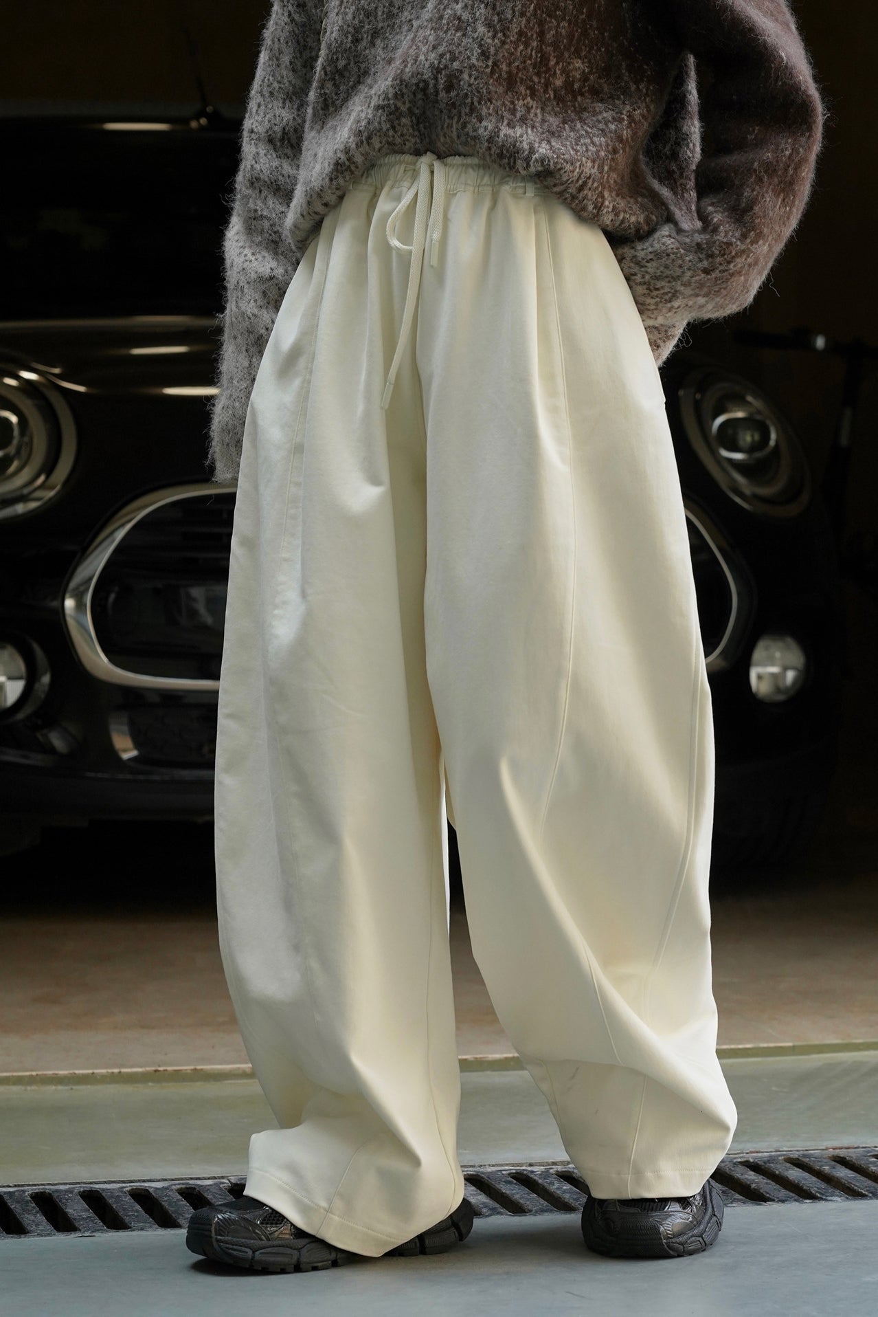 Thick Brushed Cotton Baggy Pants