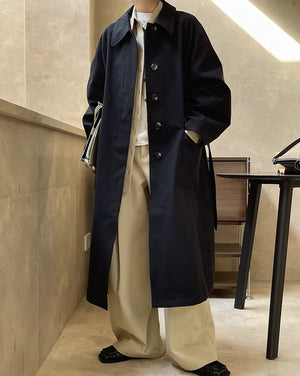 Cotton & Linen Woven Fabric Trench Coat