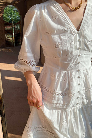 Hollow-out Embroidered Dress
