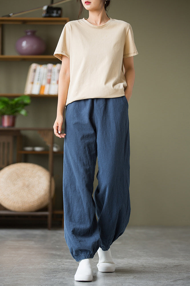 Spring & Summer Cuffed Sanded Ramie Pants