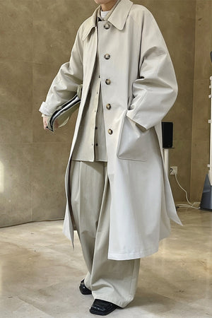 Cotton & Linen Woven Fabric Trench Coat