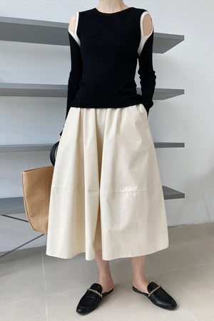 Minimalist A-line Midi Skirt