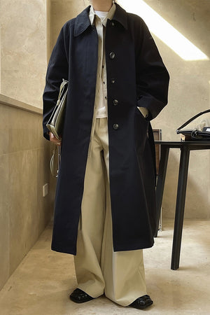 Cotton & Linen Woven Fabric Trench Coat