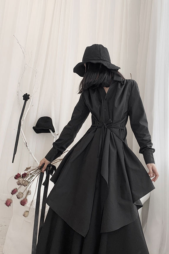 Yamamoto-style Asymmetric Wrap Shirt