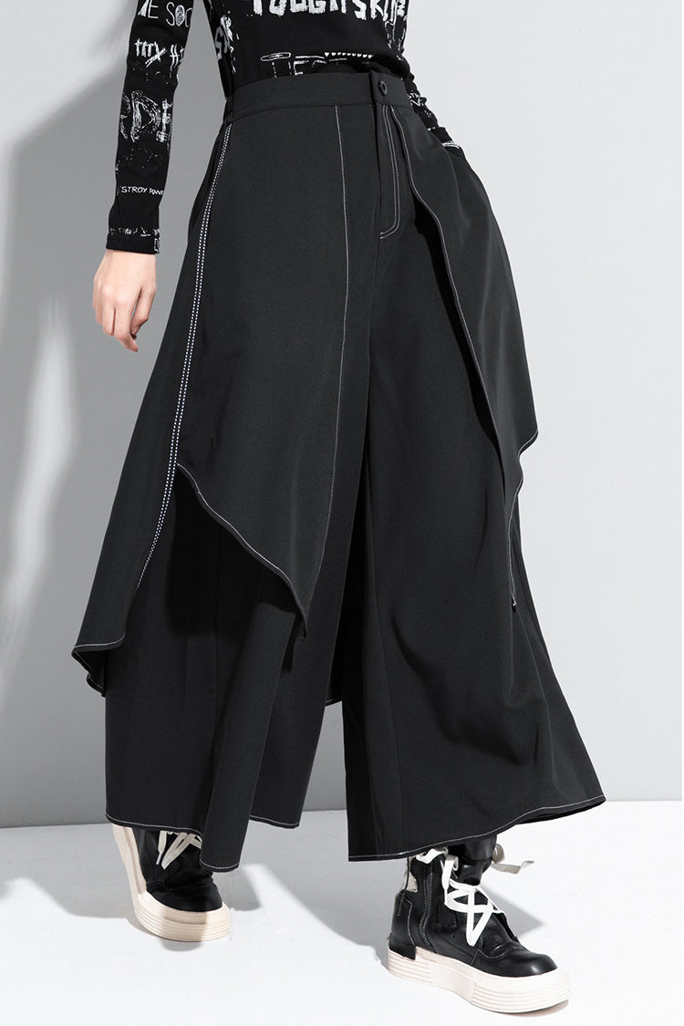 Yamamoto-style Open-seam Layered Cropped Pants