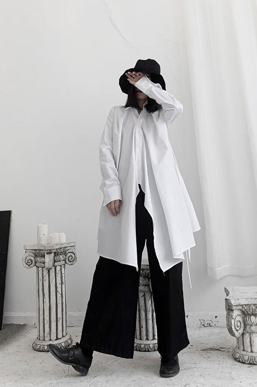 Yamamoto-style Asymmetric Wrap Shirt