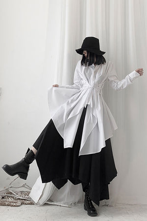 Yamamoto-style Asymmetric Wrap Shirt