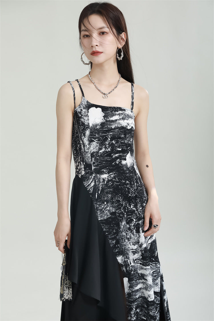 Printed Spliced Dress