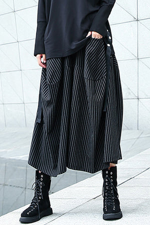 Striped Cropped Wide-leg Pants