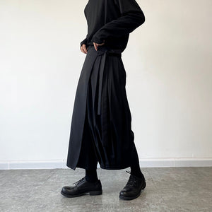 Yamamoto-style Layered Asymmetric Skirt-Pants