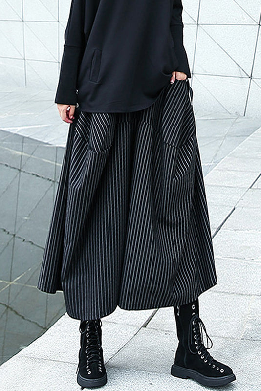 Striped Cropped Wide-leg Pants